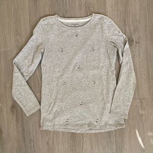 Talbots Light Gray Snowman Top